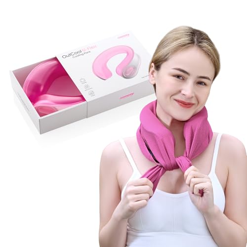 samply Reusable Ice Packs for Neck and Shoulder, Cold Compress, Relief of Pain, Swelling, Sprains, Office Pressure, Wearable Neck Cooler Towels of Cooling Wraps for Hot Weather,Peony - color: Peony