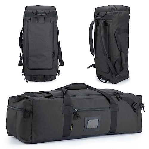 105l Large Duffel Bag For Travel, Gym & Sports - Water Repellent Polyester, Hidden Straps, Shoe Compartment - Perfect Luggage Duffle Bag Or Backpack For Men & Women - color: Black, size: L