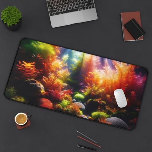 Vibrant Aquarium Gravel Desk Mat - Smooth Surface with Rubber Base - size: 16" × 32"