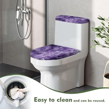 Marble Purple Toilet Lid Covers & Toilet Tank Lid Cover Elastic Edges Universal Fit Standard Oblong Elongated Toilet Home Xmas Decoration - color: Marble Purple