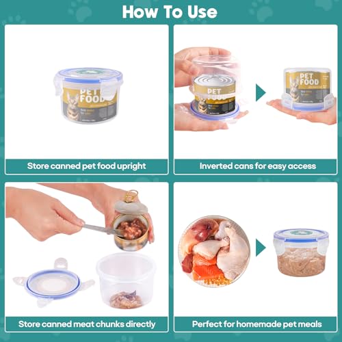 REFLYING Canned Cat Food Storage Lids Reusable Airtight Can Cover | Reusable airtight cat food can lids,Keeps wet food fresh,eliminates odor,Includes SUS 304 spoon and can opener - color: 1 Jar（S）+1 Spoon