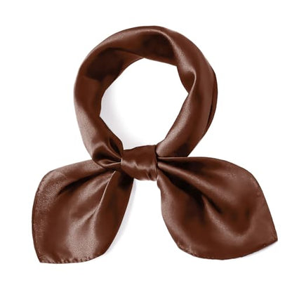 vimate 35" Square Silk Like Head Scarf - Women's Fashion Satin Scarf Bandana for Hair Wrapping at Night. - color: E#. Light Coffee