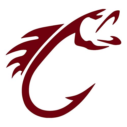 Fish Hook (Burgundy) (Set of 2) Premium Waterproof Vinyl Decal Stickers for Laptop Phone Accessory Helmet Car Window Bumper Mug Tuber Cup Door Wall Decoration - color: Burgundy, size: 9,5 inches x 9 inches
