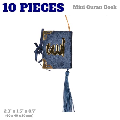 Set of 10 Quran Book for Muslim Favors Quran Book Arabic Hajj Favors Car Hanging Quran Islamic Gift (Dark Blue) - color: Dark Blue