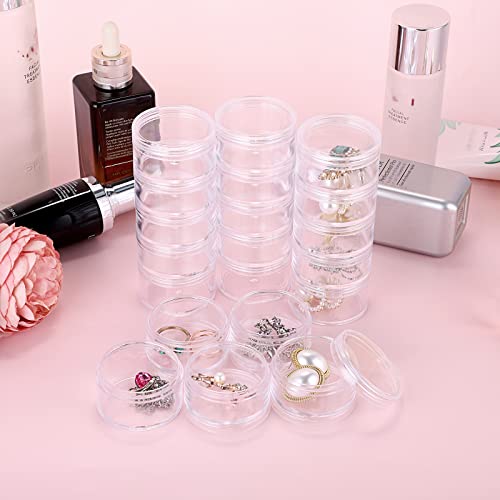 Hipiwe 4 Set 5-Layer Jewelry Bead Containers Small Clear Plastic Sample Jar | 30ml Empty Jars with Screw Lid, Makeup Sample Box for Travel, Beads Organizer for Sewing Pills Art Craft Accessories - size: 4Packs 1.9"D x 4.8"H