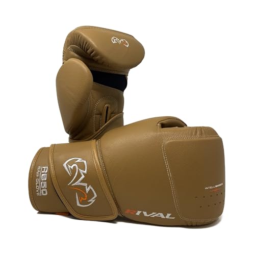 RIVAL Boxing RB50 Intelli-Shock Compact Bag Gloves, Hook and Loop Closure - Soft Inner Lining, Multi-Layered Foam Padding - color: Brown, size: Medium
