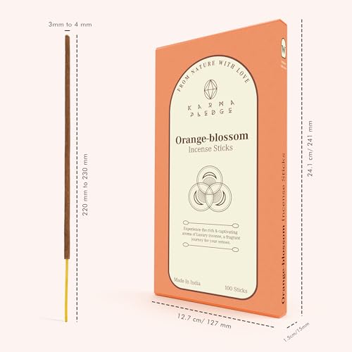 KarmaPledge Orange Blossom Incense Sticks, Burn Time 45-60 Min, 100 Sticks - color: Orange Blossom