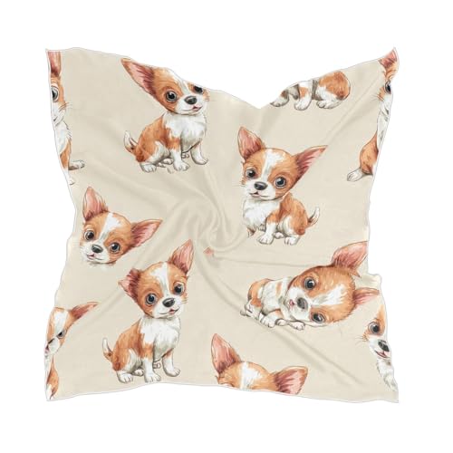 Women's Silk Scarf Square Satin Head Scarves Fashion Neck Scarf Hair Wraps Silk Bandana - color: Chihuahua