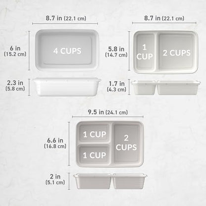 Bentgo Prep 60-Piece Meal Prep Kit - Reusable PFAS & BPA-Free Food Containers, 1-Compartment, 2-Compartment, & 3-Compartments - Microwave, Freezer, & Dishwasher Safe (White Stone) - color: White Stone