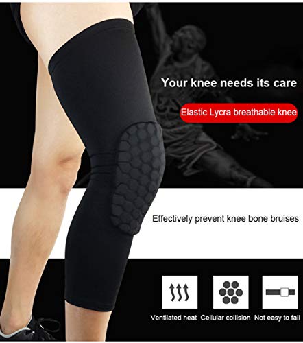 PISIQI Knee Pads Compression Pads Long Leg Sleeve Collision Avoidance Brace Protection Knee Sleeve for Basketball Football Volleyball Cycling (1 Pair) - color: Black, size: Large