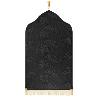 haozaikeji Muslim Prayer Rug Islamic Turkish Prayer Mat Thick Soft Janamaz Sajada Rug Praying Carpet for Ramadan Eid Travel - color: Black, size: M 19.69*35.43 inch (50*90cm)