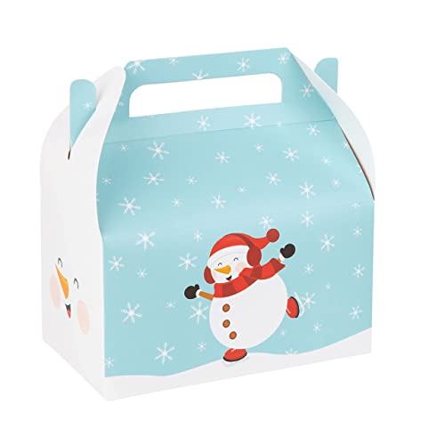 Hammont Snowman Party Favor Treat Boxes - 10 Pack Easy Assemble Themed Gable Boxes, Cookie Box for Gift Giving, Baby Shower Favors, Birthday & Holiday Décor 6.25x3.75x3.5 Inches - color: Snowman