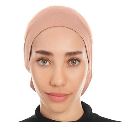 Hijab Caps Underscarf for Women – Black Hijab Cap Underscarf Turban Dreadlocks Tube – Muslim Accessories Headscarf - color: Light Brown
