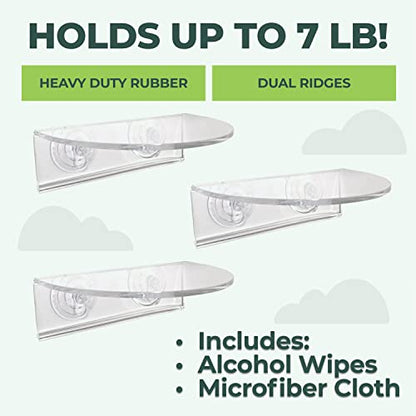 Window Garden Veg Ledge Suction Cup Window Shelf – Create an Indoor Garden, Hold Your Planter Pots, Seed Starter, Figurines on Your Window. Grow Herbs, Microgreens, Succulents, Sleek (3 Pack) - size: 3 Medium (Original)