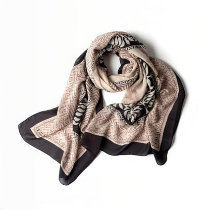 Hijab Modest and Elegant | Beautifully Designed Printed Chiffon Patterns | Muslim Women Head Scarf and Veil - color: Beige - R