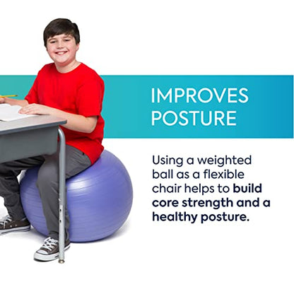 Bouncyband Balance Ball – Create Flexible Seating to Improve Focus at School, Office, or Home with This No-Roll Weighted Ball - color: Purple, size: Medium (Pack of 1)