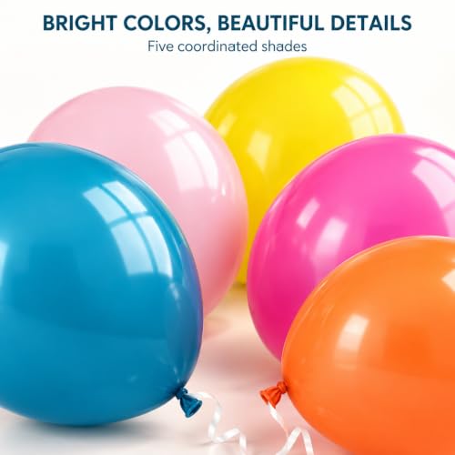 Colorful Balloons, 12 Inch Rainbow Multicolor Balloon for Birthday Party - color: Tropical Summer