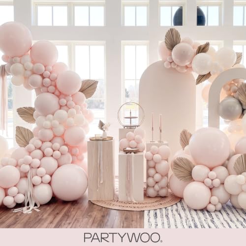 PartyWoo Beige Balloons 155pcs Boho Cream Ivory Neutral Color - color: White-f60