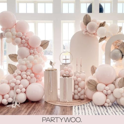 PartyWoo Beige Balloons 155pcs Boho Cream Ivory Neutral Color - color: White-f60