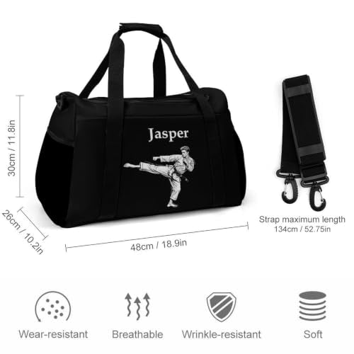 Personalized Taekwondo Karate Duffle Bag for kids Boy Girls,Custom Name Martial Arts Gear Bag,Water-Resistant Sparring Equipment,Taekwondo Black - color: Taekwondo Karate-04