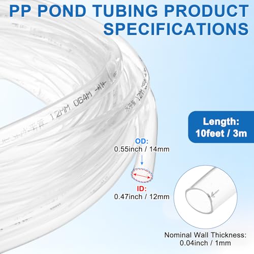 M METERXITY Vinyl Tubing 1/2" ID x 14mm OD 10ft Flexible Plastic Tube with 2 Hose Ties, Lightweight Hybrid PVC Hose for Water Gardening/Airline/Aquarium Tubing [Clear] - size: 1/2" ID x 10ft