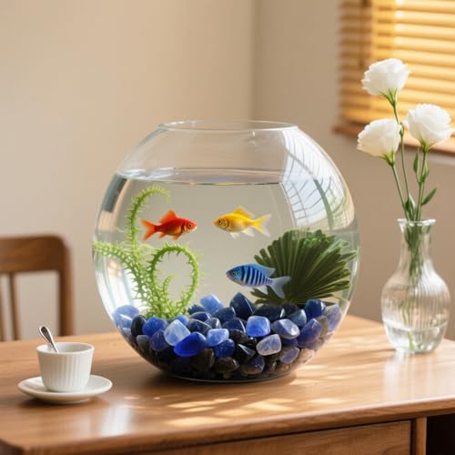 Aquarium Gravel 0.96LB Vase Filler Home Decor Fish Tank Crushed Stones Natural Pebbles Succulent Rocks Polished Irregular Shaped Bulk - Blue - color: Blue