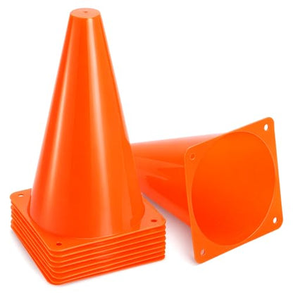 Bekith 30 Pack 9 inch Plastic Traffic Cones, Orange Soccer Traning Cones Plastic Agility Sports Cones, Indoor/Outdoor Use