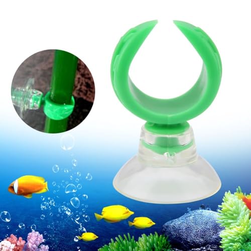 4 Pcs Green Aquarium Airline Tube Holders – Leaf Design Suction Cup Clips for 18-24mm Tubing, Adjustable Fish Tank Air Tube Clamps(L: 1.76cm) - size: L: 1.76cm