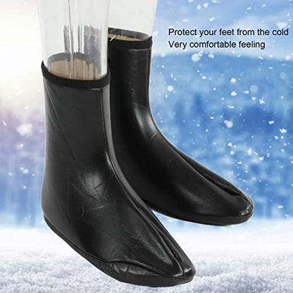 Leather Zipper Socks, Unisex Waterproof Muslim Sock Islamic Thermal Prayer Winter Socks Khuffy Leather Black Sock for Men Women 35-40