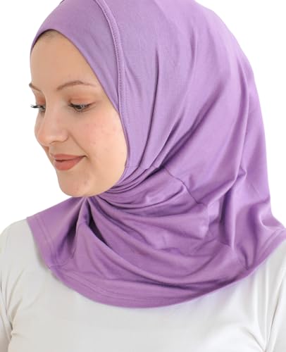 Prien Sport Instant Hijab For Women, Muslim Cotton Turban, Soft Head Scarf, Ready To Wear Hijabs Prayer Clothes, Islamic Wear - color: Lilac