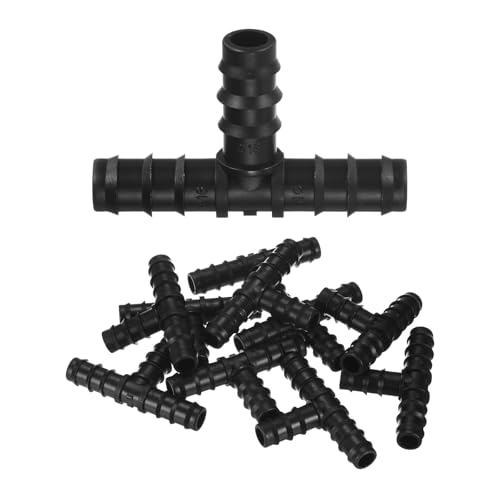 M METERXITY 10-Pack Drip Irrigation Barbed Fittings, for 3/8 Inch Tees Tubing Connector Plastic Coupling Irrigation Parts for Garden/Greenhouse/Aquarium/Flower Pot, Drip Pipe Accessories - style: 3-Way