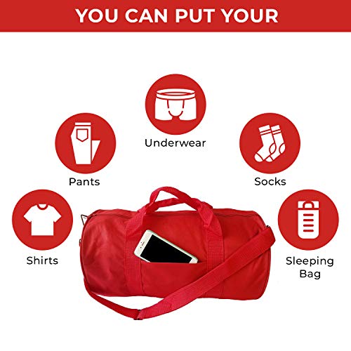 Impecgear Round Duffel Team Sports Equipment Bags, Travel Gym Fitness Bag. - color: Red