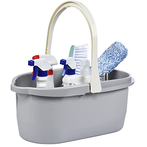 Compact Mop Bucket with Handle, Rectangular Cleaning Bucket and Caddy for Cleaning Supplies, 10L, Grey - color: Gray