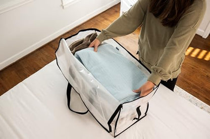 ClearSpace Heavy Duty Moving Bags - Water Resistant Storage Bags with Backpack Straps, Zippers and Handles - Large Moving Boxes for College Dorm, Travel, Closet Organization - 6 Pack, Clear | Heavy-duty moving bags with backpack straps, zippers, and handl