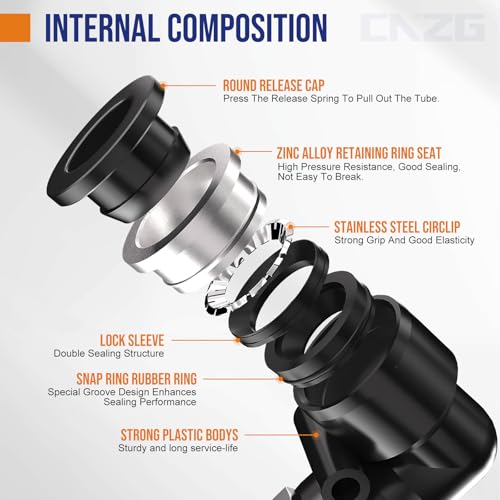 3/8 Push to Connect Fittings npt Thread to 3/8 Air Line quick | Pneumatic Tubing Hose 3/8 OD Tube to 3/8 npt, Male Elbow 90 Degree Straight Coupler - size: 3/8"OD x 3/8"NPT
