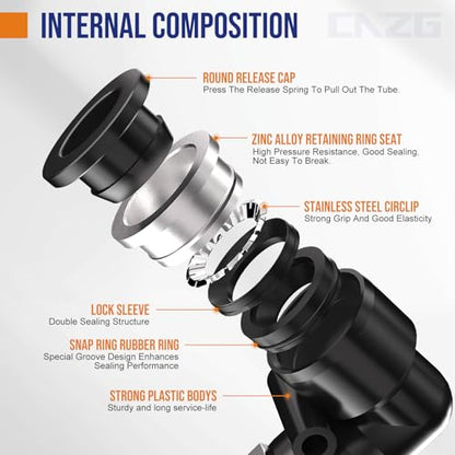 3/8 Push to Connect Fittings npt Thread to 3/8 Air Line quick | Pneumatic Tubing Hose 3/8 OD Tube to 3/8 npt, Male Elbow 90 Degree Straight Coupler - size: 3/8"OD x 3/8"NPT