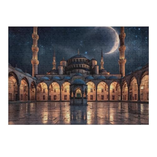 Blue Mosque Islamic Muslim Jigsaw Puzzles for Adults Wooden Puzzle for Home Party Decor 300 PCS - size: 300 PCS