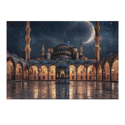 Blue Mosque Islamic Muslim Jigsaw Puzzles for Adults Wooden Puzzle for Home Party Decor 300 PCS - size: 300 PCS