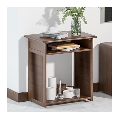 Sweeper Robot Storage Cabinet Sweeper Organizer Living Room Sofa Side Sweeper Robot Shelf Water Dispenser Rack Purifier Storage Cabinet Fish Tank Shelf Sweeper Organizer(Walnut,Large) - color: Walnut, size: Large