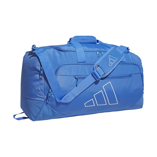 adidas Defender 5 Duffel Bag for Sports, Gym and Travel, Ray Blue/White, OSFA - color: Ray Blue/White, style: Medium (59l)
