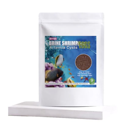 AAA Brine Shrimp Eggs - 90%+ Guaranteed Hatch Rate, Nutrient-Rich Live Fish Food for Baby Fry, Guppies, Bettas & Marine Life - High Protein GSL Artemia Cysts - size: 9 Ounce (Pack of 1)