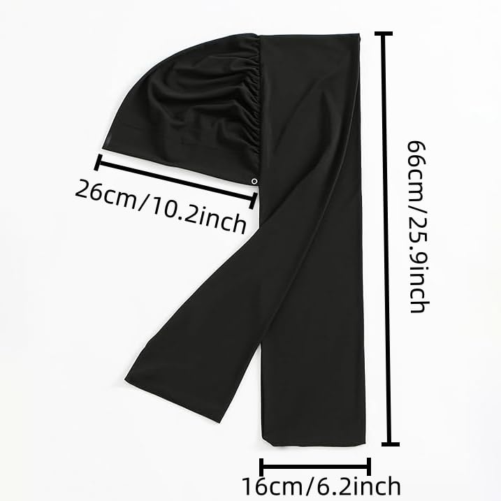 Yeieeo Muslim Inner Hijab With Button Cap for Women Turban Underscarf Undercap Bonnet Islamic Jersey Tube Caps - color: Black