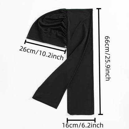 Yeieeo Muslim Inner Hijab With Button Cap for Women Turban Underscarf Undercap Bonnet Islamic Jersey Tube Caps - color: Black