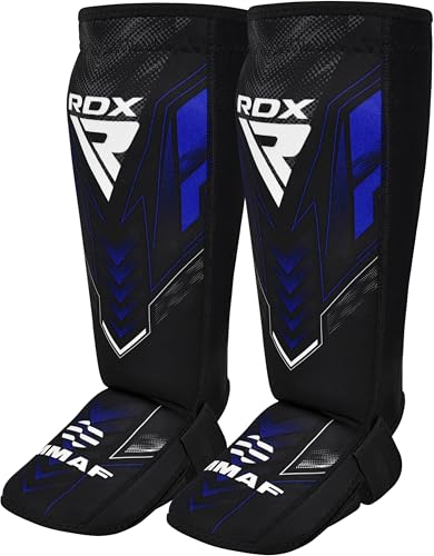 RDX IMMAF Approved Shin Guards, Competition Level Neoprene Shin Pads for Sparring and Grappling, MMA Kickboxing, Professional Shin Insteps Protection, Men Women - color: Blue, size: X-Large