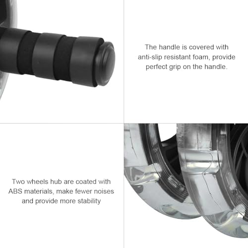HERCHR Ab Roller Wheel Fitness Roller Ab Exercise Wheels Kit Push-Up Bar - Home Gym Equipment for Men Women Core Strength Abdominal Exercise