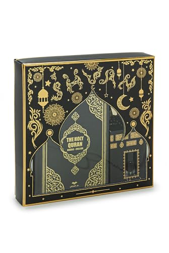ihvan online Prayer Gift Set for Hajj and Umrah, Muslim Prayer Rug, Prayer Mat, Beads Taasbih, Holy Quran Translated English, Muslim Praying Mat, Islamic Gift Set for Ramadan & Eid, Black - color: Black English