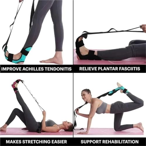 1pc Yoga Leg Stretching Band Flexibility Rehabilitation Fitness Plantar Fasciitis Training Belt Foot Care for Plantar Fasciitis, Heel Spurs and Achilles Ten - color: Black