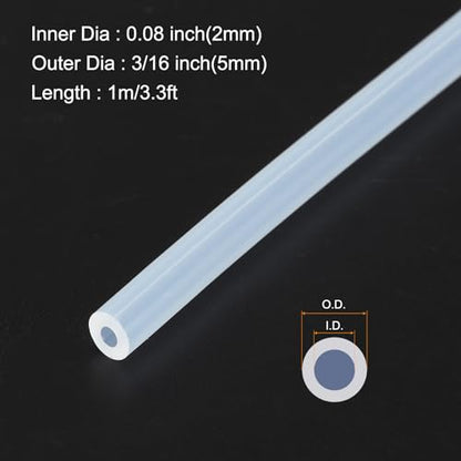 1m(3.3ft) 2mm(0.08") ID x 5mm(3/16") OD Silicone Tubing Clear Industrial Plastic Tubing Pure Silicone Hoses for Pump Siphoning Draining Irrigation Brewing - color: Clear, size: 0.08" x 3/16"