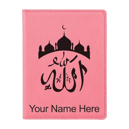 LaserGram Faux Leather Passport Holder, Allah 2, Personalized Engraving Included (Pink) - color: Pink