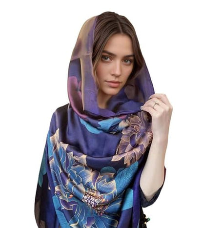 Xyueanlo Scarfs for Women Lightweight Scarves Fashion Print Floral Pattern Head Scarf Wraps Shawls - color: Flower Purple